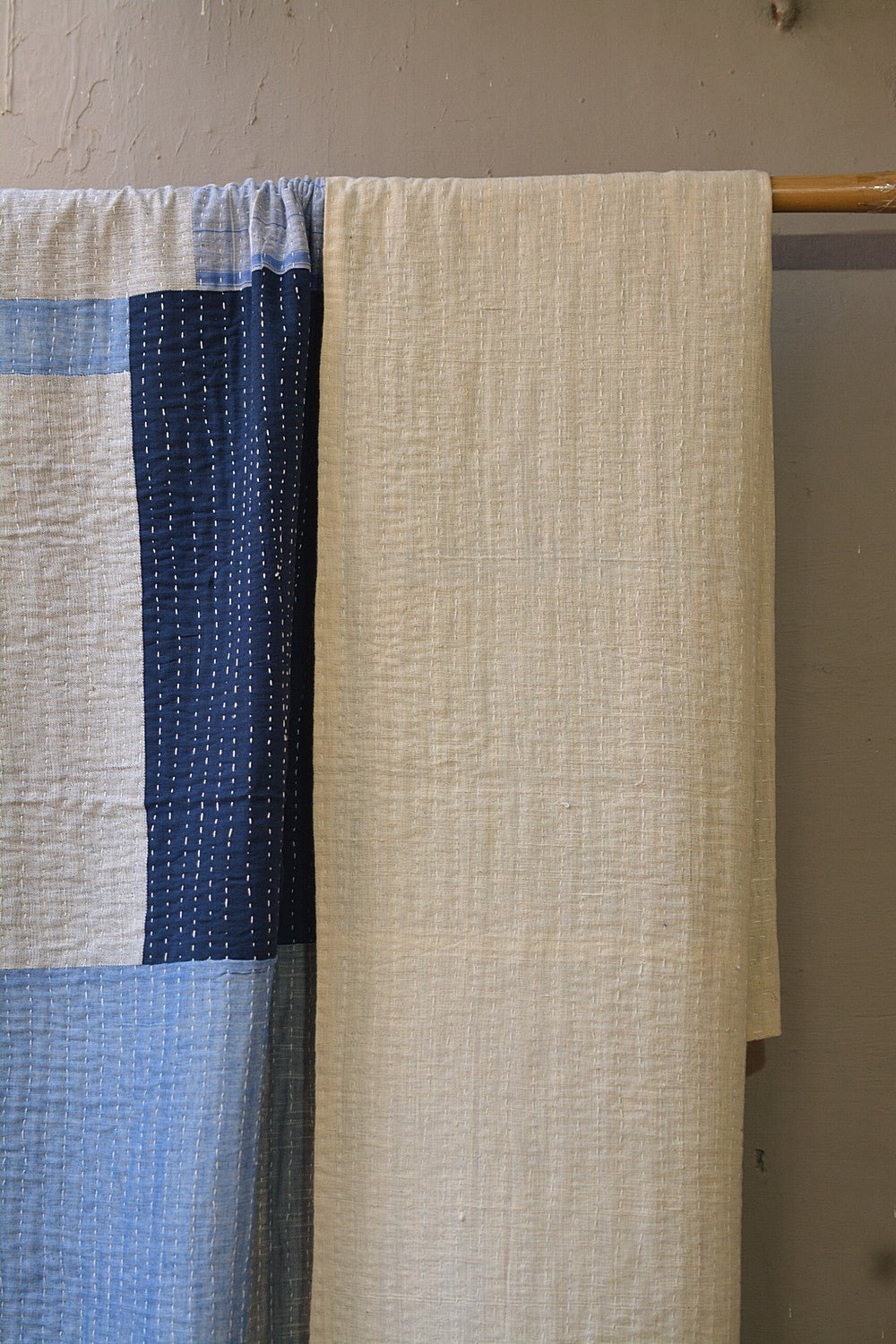 Quilted Khadi Bedspread - Lull (63” x 88”) - metaphorracha