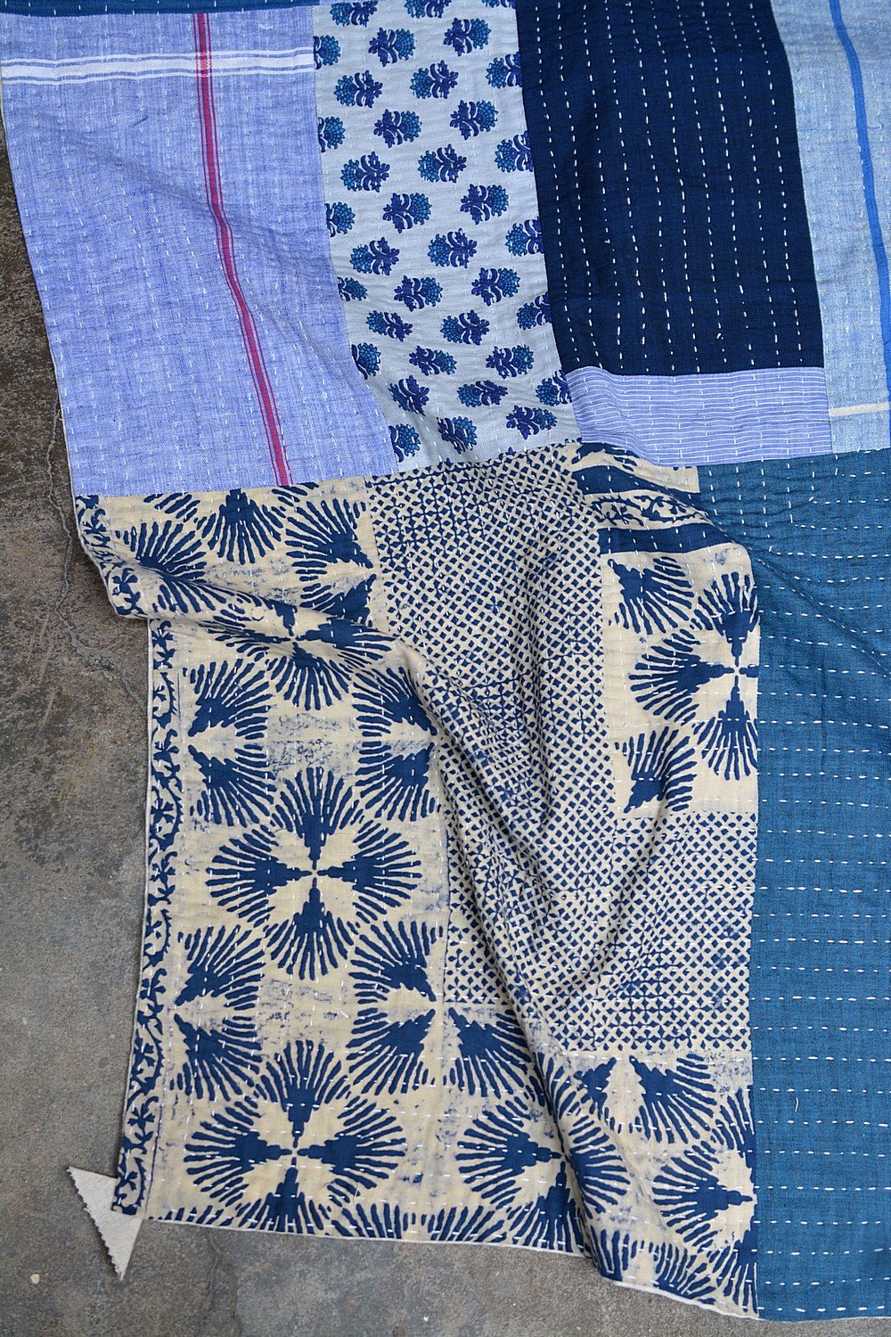 Quilted Khadi Bedspread - Shelter (62” x 90”) - metaphorracha