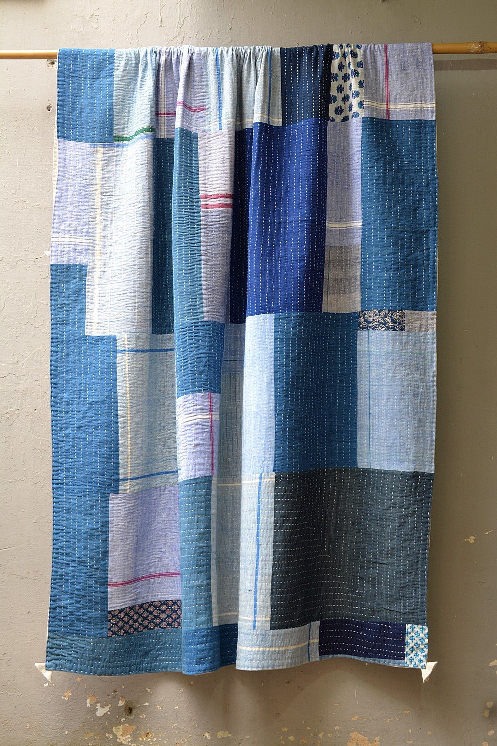 Quilted Khadi Bedspread - Shelter (62” x 90”) - metaphorracha