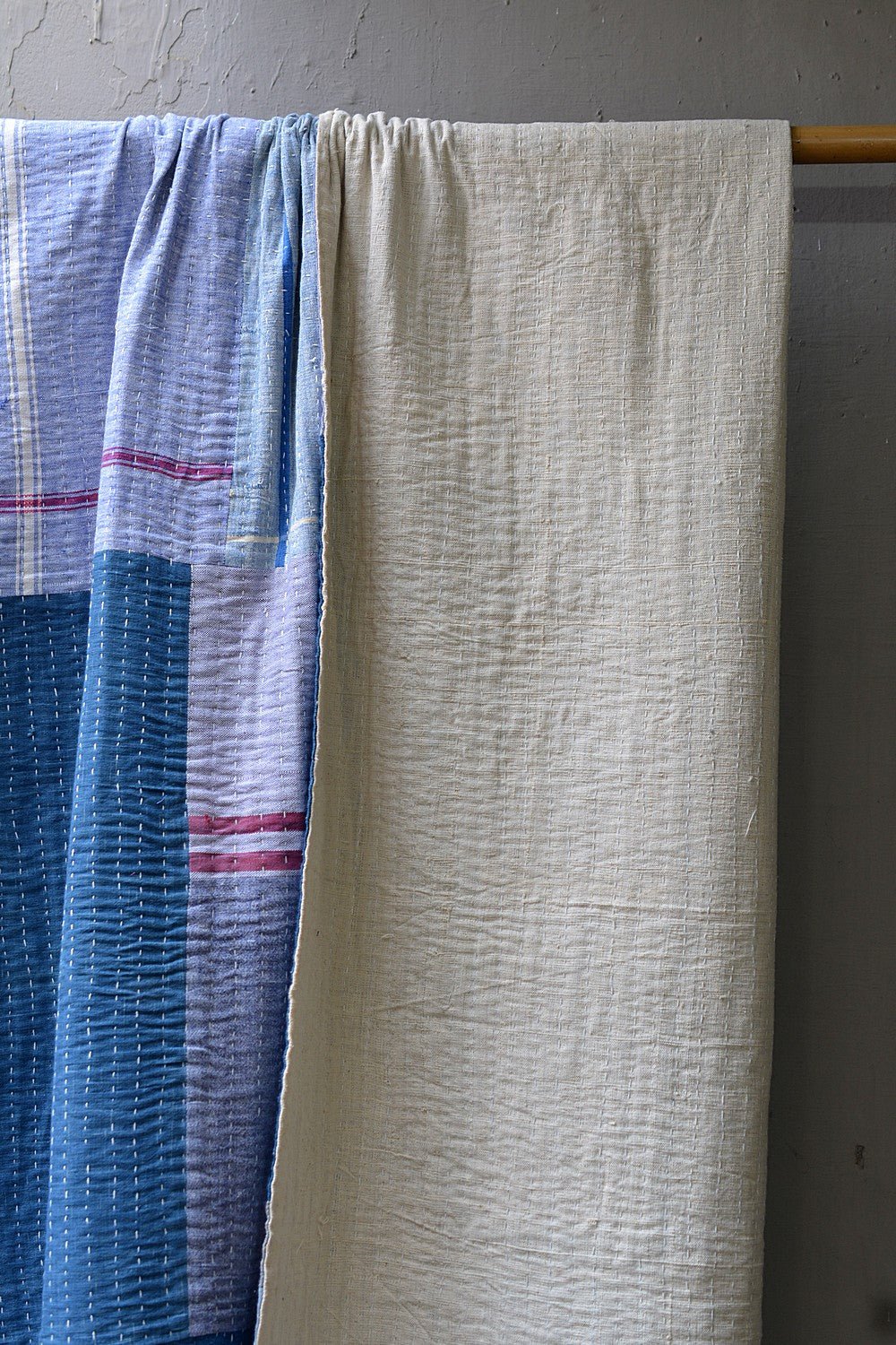 Quilted Khadi Bedspread - Shelter (62” x 90”) - metaphorracha