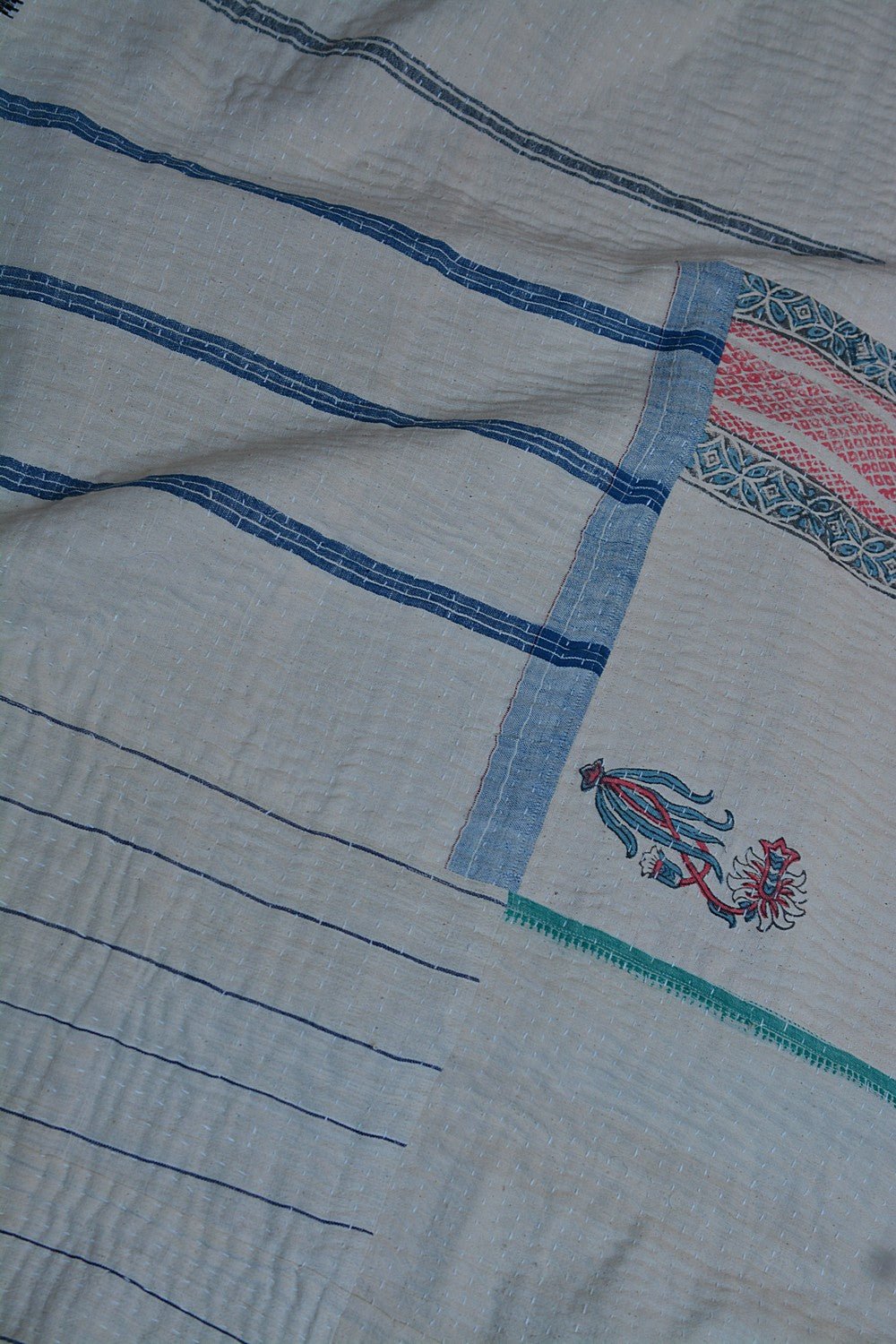 Quilted Khadi Bedspread - Solace (62” x 90”) - metaphorracha