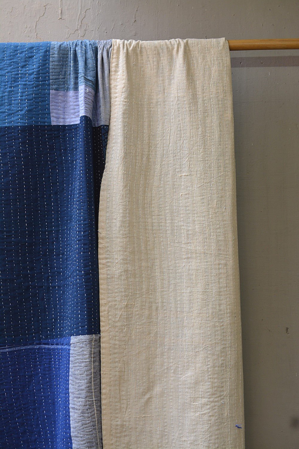 Quilted Khadi Bedspread - Whisper (60” x 90”) - metaphorracha