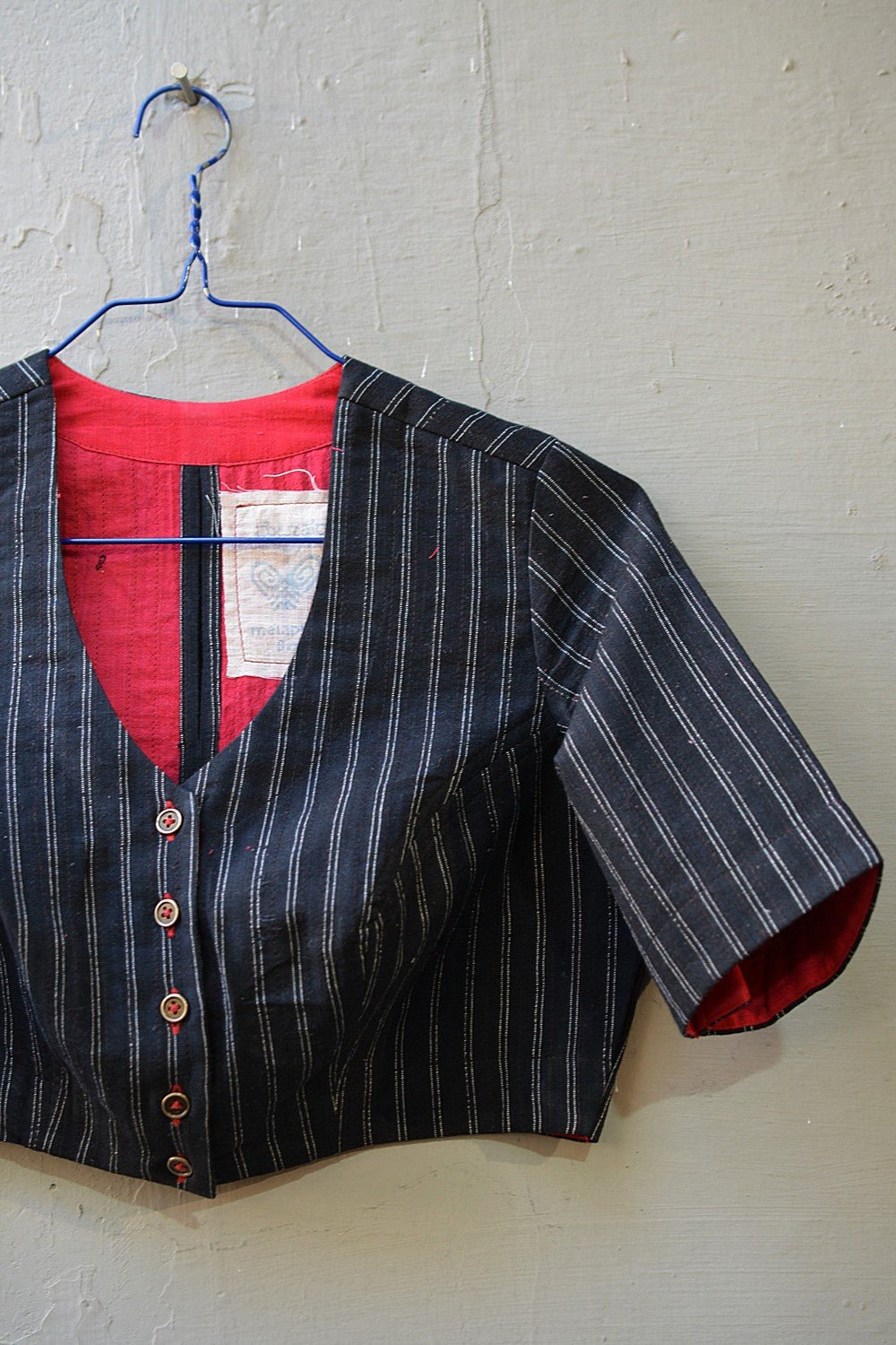 Quilted Khadi Blouse - Black - metaphorracha