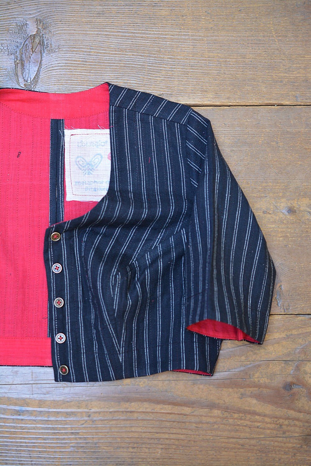 Quilted Khadi Blouse - Black - metaphorracha