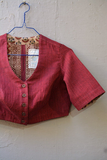 Quilted Khadi Blouse - Caliente - metaphorracha