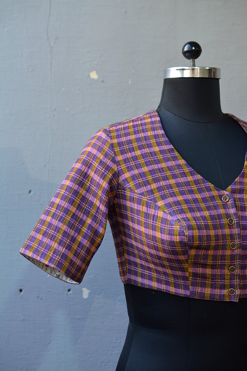 Quilted Khadi Blouse - Grape & Gold - metaphorracha