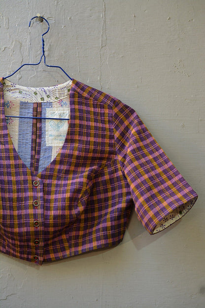 Quilted Khadi Blouse - Grape & Gold - metaphorracha