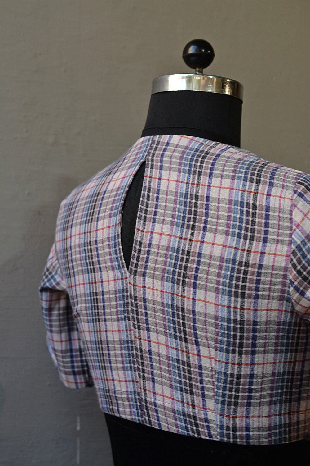 Quilted Khadi Blouse - Multi - Colour Checks - metaphorracha