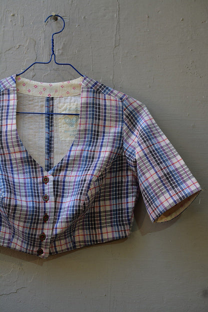 Quilted Khadi Blouse - Multi - Colour Checks - metaphorracha