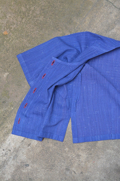 Raglan Sleeves Khadi Blouse - Downpour Blue - metaphorracha