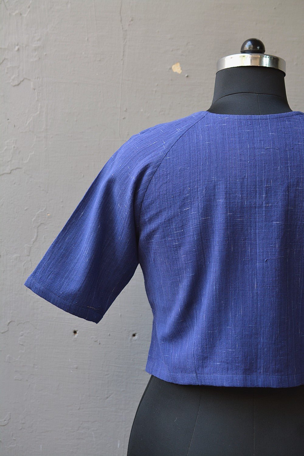 Raglan Sleeves Khadi Blouse - Downpour Blue - metaphorracha