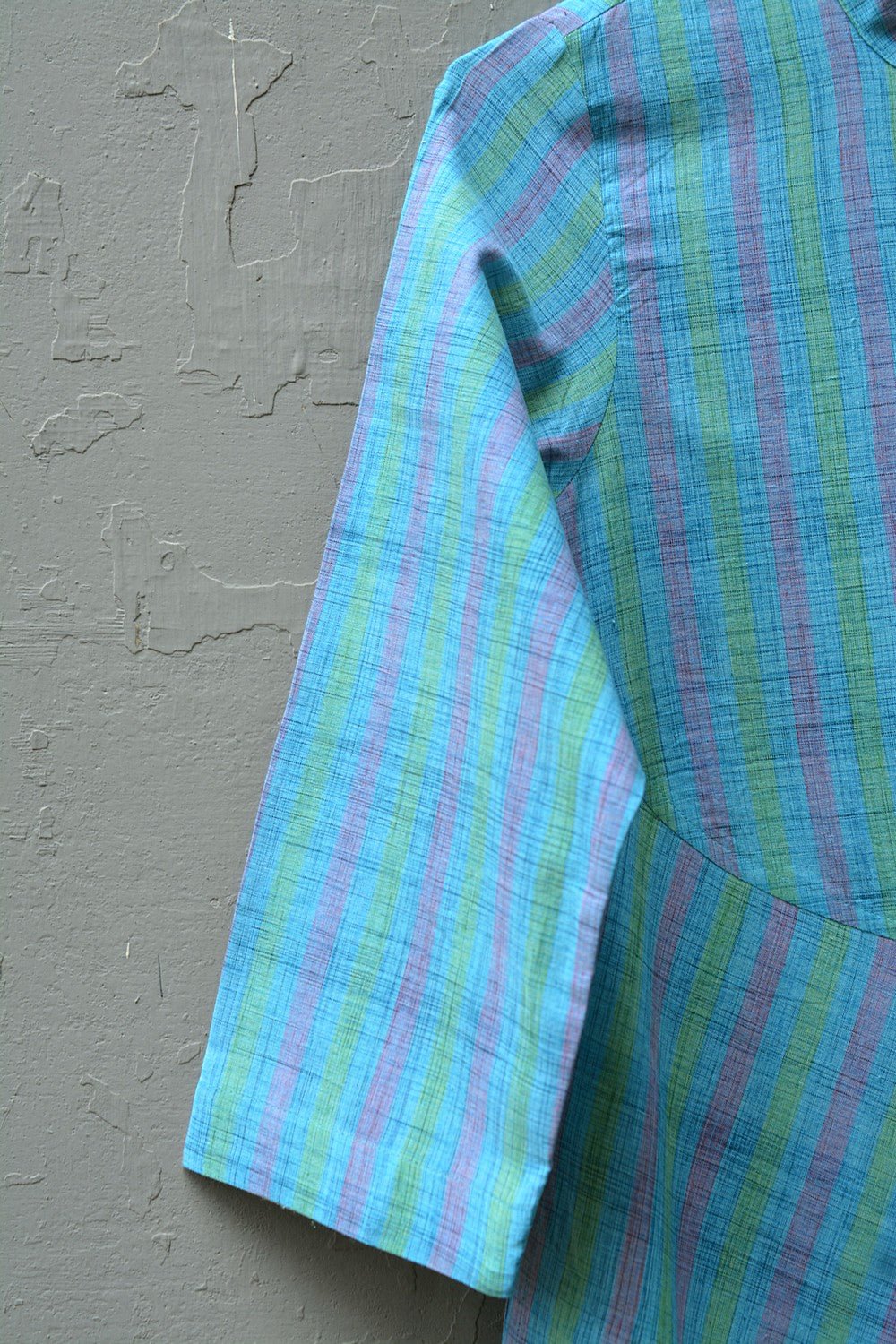Size S | Blue Stripes Khadi Dress - metaphorracha