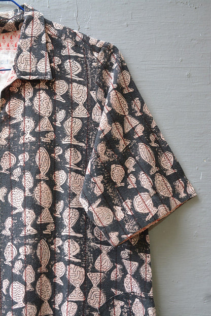 Size S | Fish Printed Khadi Dress - metaphorracha