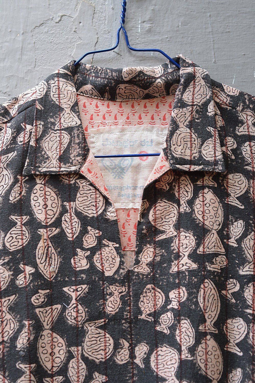 Size S | Fish Printed Khadi Dress - metaphorracha