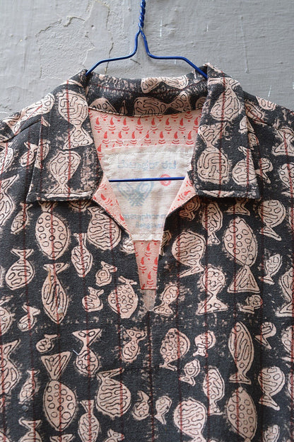 Size S | Fish Printed Khadi Dress - metaphorracha