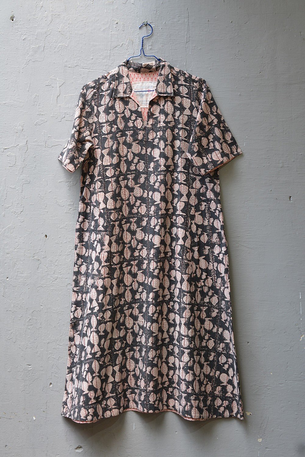 Size S | Fish Printed Khadi Dress - metaphorracha