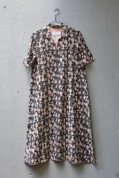Size S | Fish Printed Khadi Dress - metaphorracha