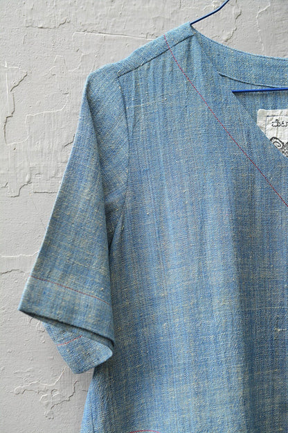 Size S | Green Chambray Khadi Dress - metaphorracha