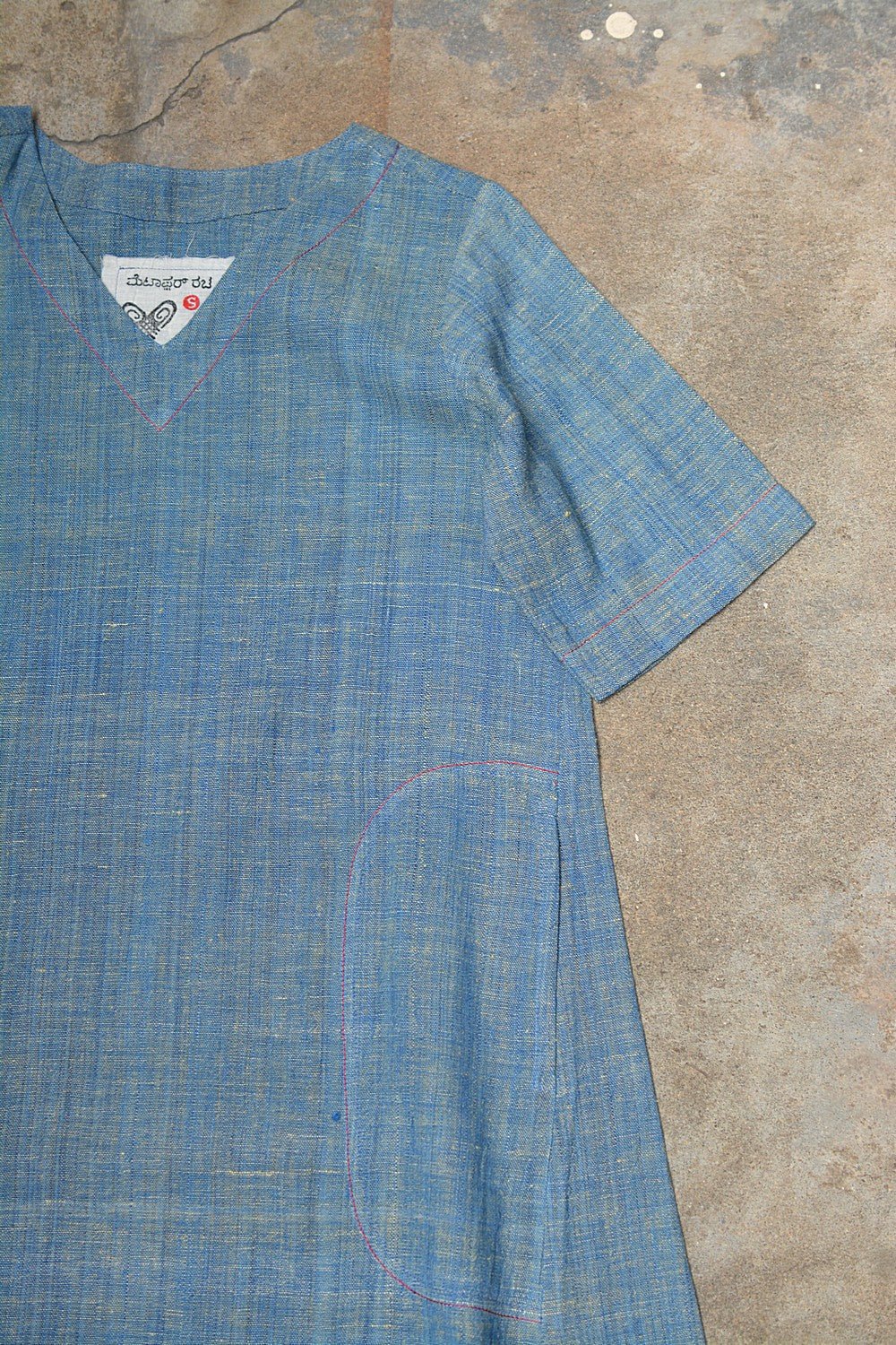Size S | Green Chambray Khadi Dress - metaphorracha