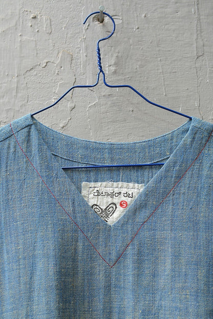 Size S | Green Chambray Khadi Dress - metaphorracha