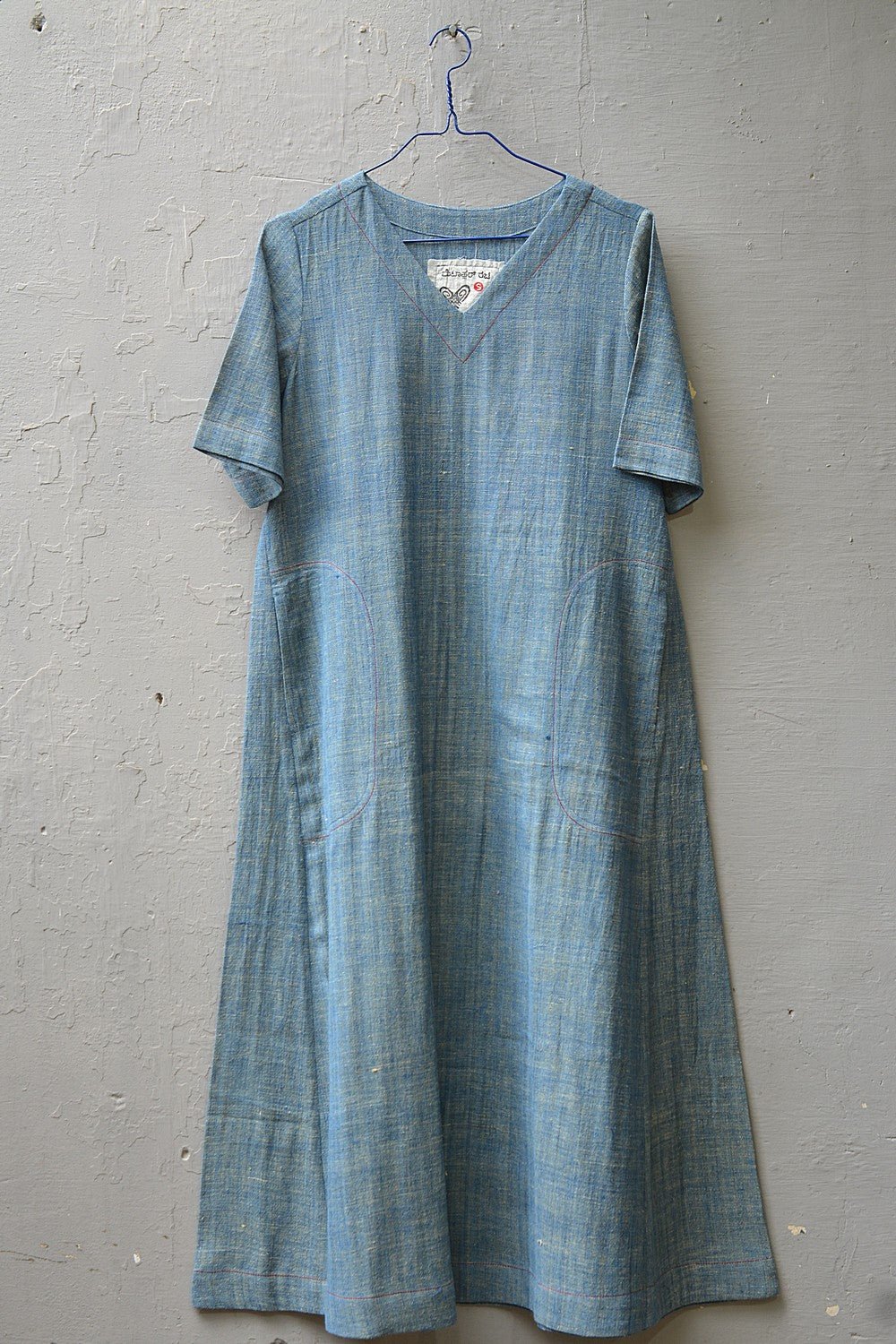 Size S | Green Chambray Khadi Dress - metaphorracha