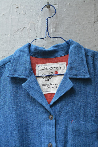 Size S | Indigo Khadi Shirt - metaphorracha