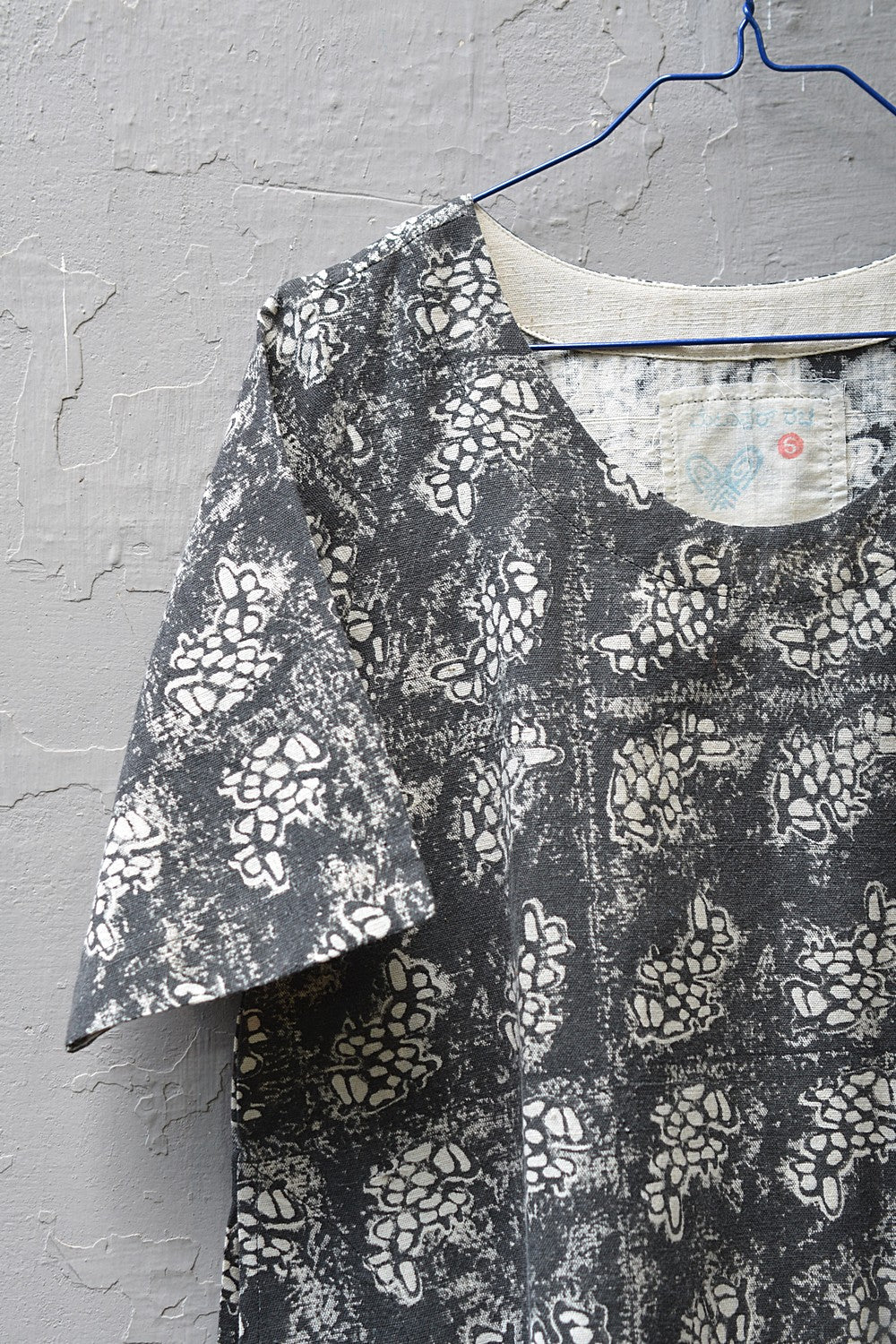 Size S | Printed Black Khadi Dress - metaphorracha