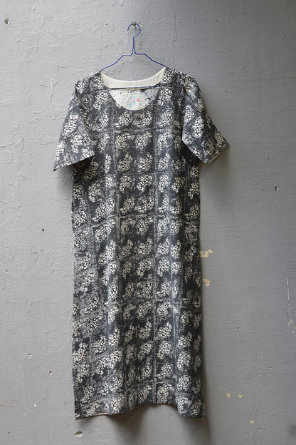 Size S | Printed Black Khadi Dress - metaphorracha