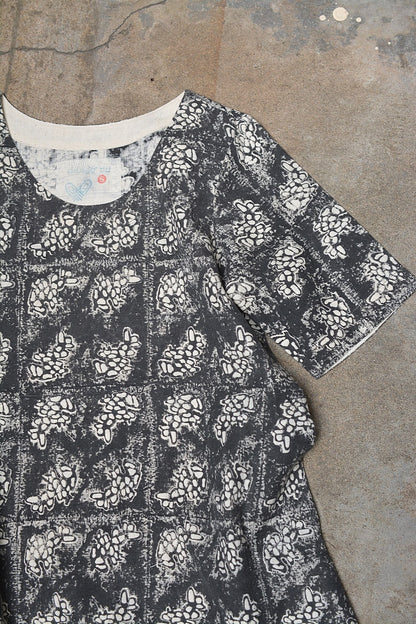 Size S | Printed Black Khadi Dress - metaphorracha