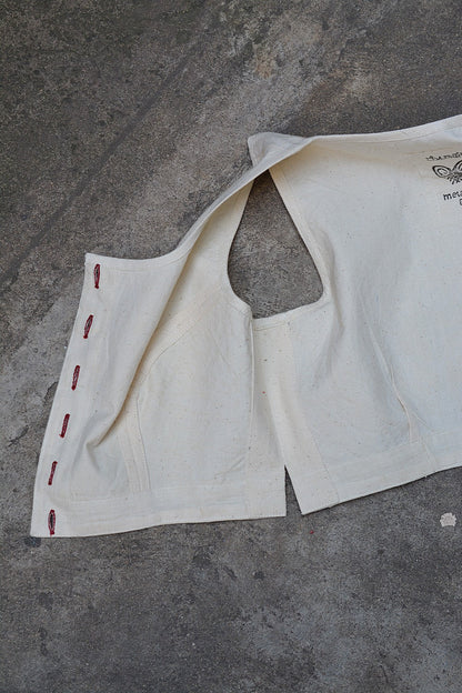 Sleeveless Khadi Blouse - Off - white - metaphorracha