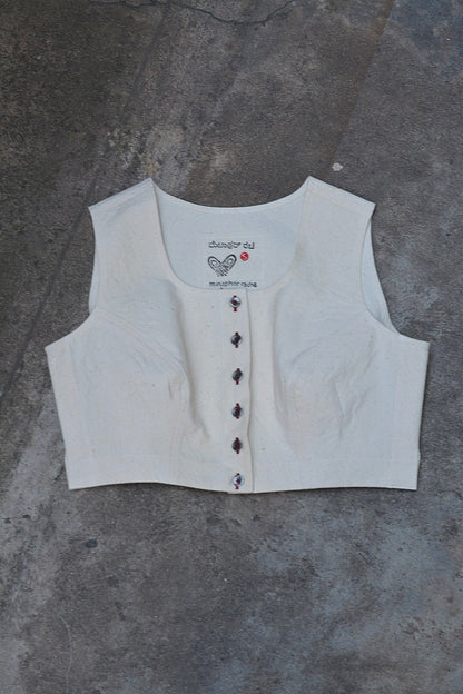 Sleeveless Khadi Blouse - Off - white - metaphorracha