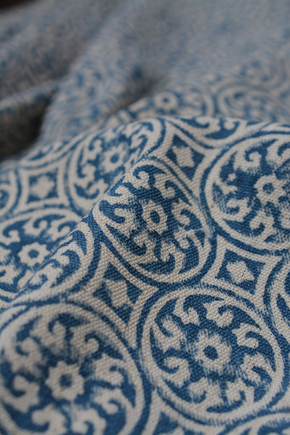 Tiles - Block Printed Cotton Bedsheet - 56"x 92" - metaphorracha