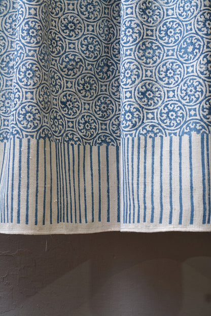 Tiles - Block Printed Cotton Bedsheet - 56"x 92" - metaphorracha