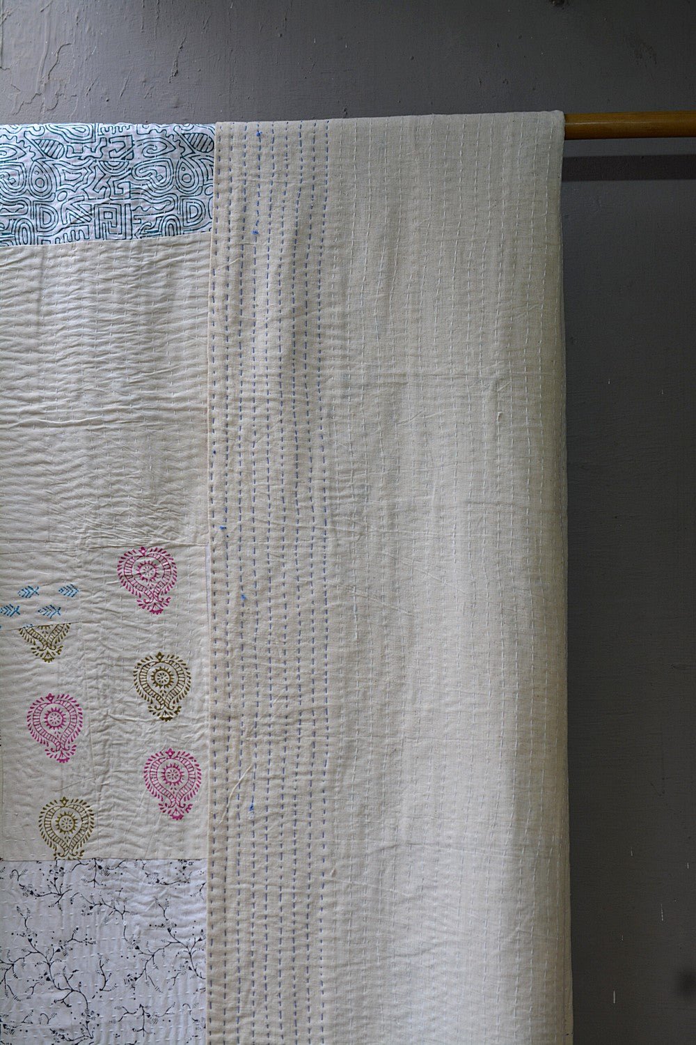 Unchalli - Block Printed Quilt (90"x 108") - metaphorracha