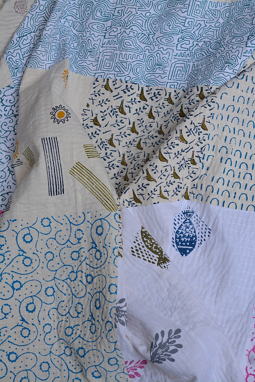Unchalli - Block Printed Quilt (90"x 108") - metaphorracha