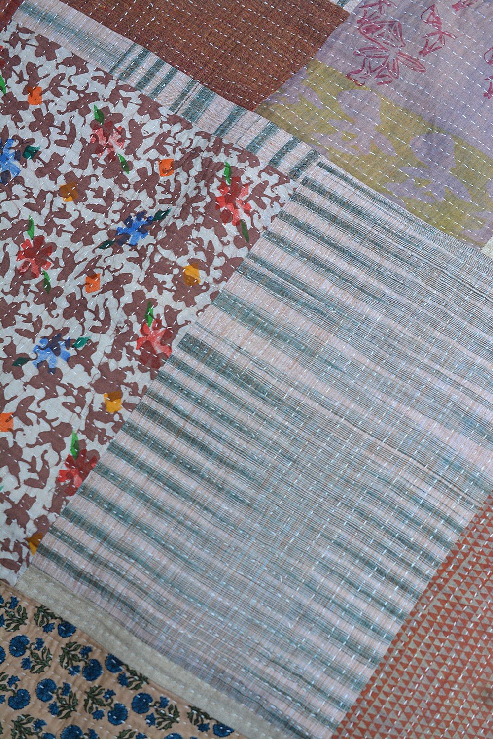 Upcycled Khadi Baby Quilt Blanket - metaphorracha