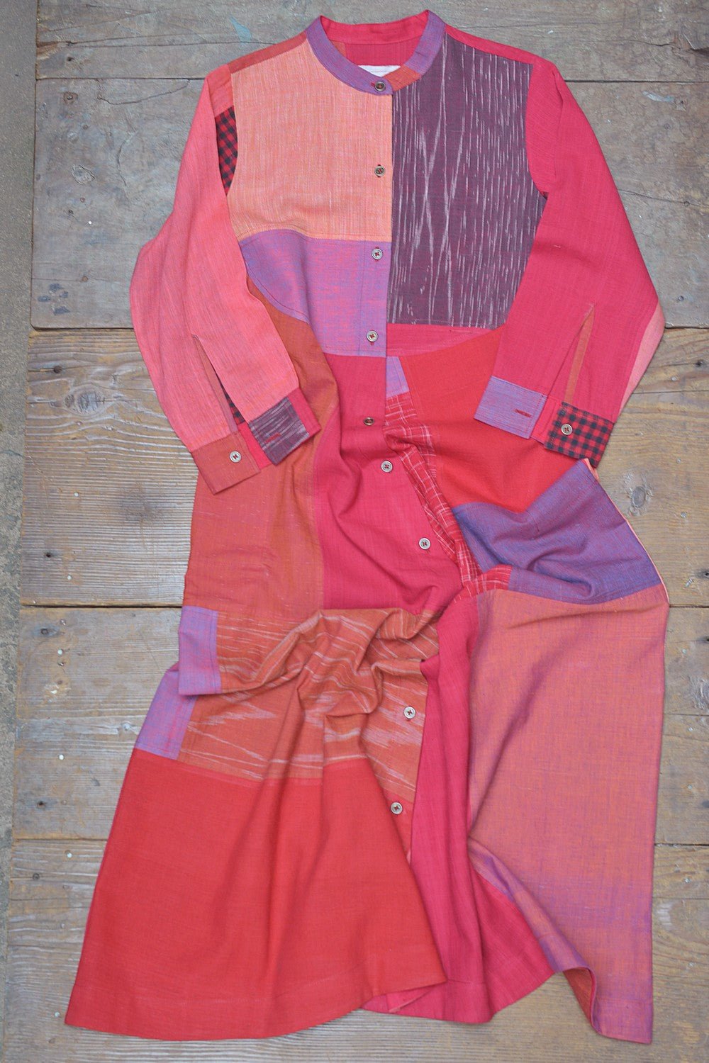 Upcycled Khadi Dress - Kempu - metaphorracha