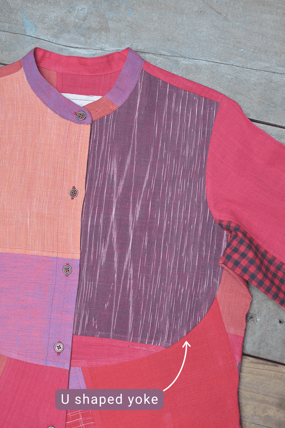 Upcycled Khadi Dress - Kempu - metaphorracha