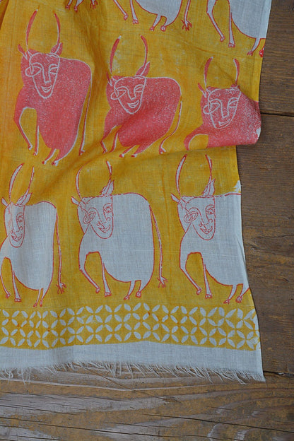 VACHE - Block Printed Stole - metaphorracha