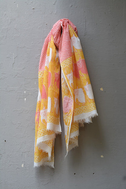 VACHE - Block Printed Stole - metaphorracha