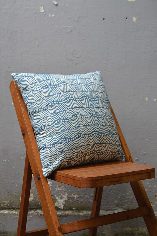 Waveform - Block Printed Cushion Covers - metaphorracha