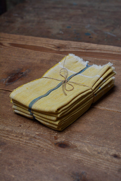 Yellow Chambray Handmade Cotton Handkerchiefs - metaphorracha