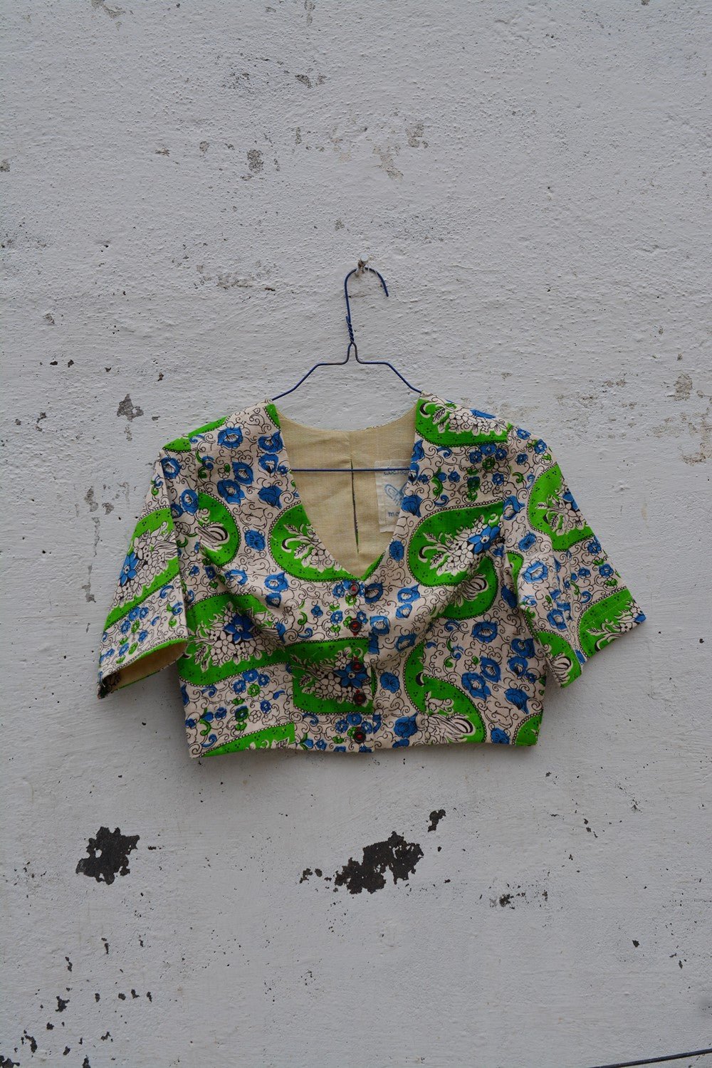 American Green Printed Saree Blouse | Fabric of freedom - metaphorracha