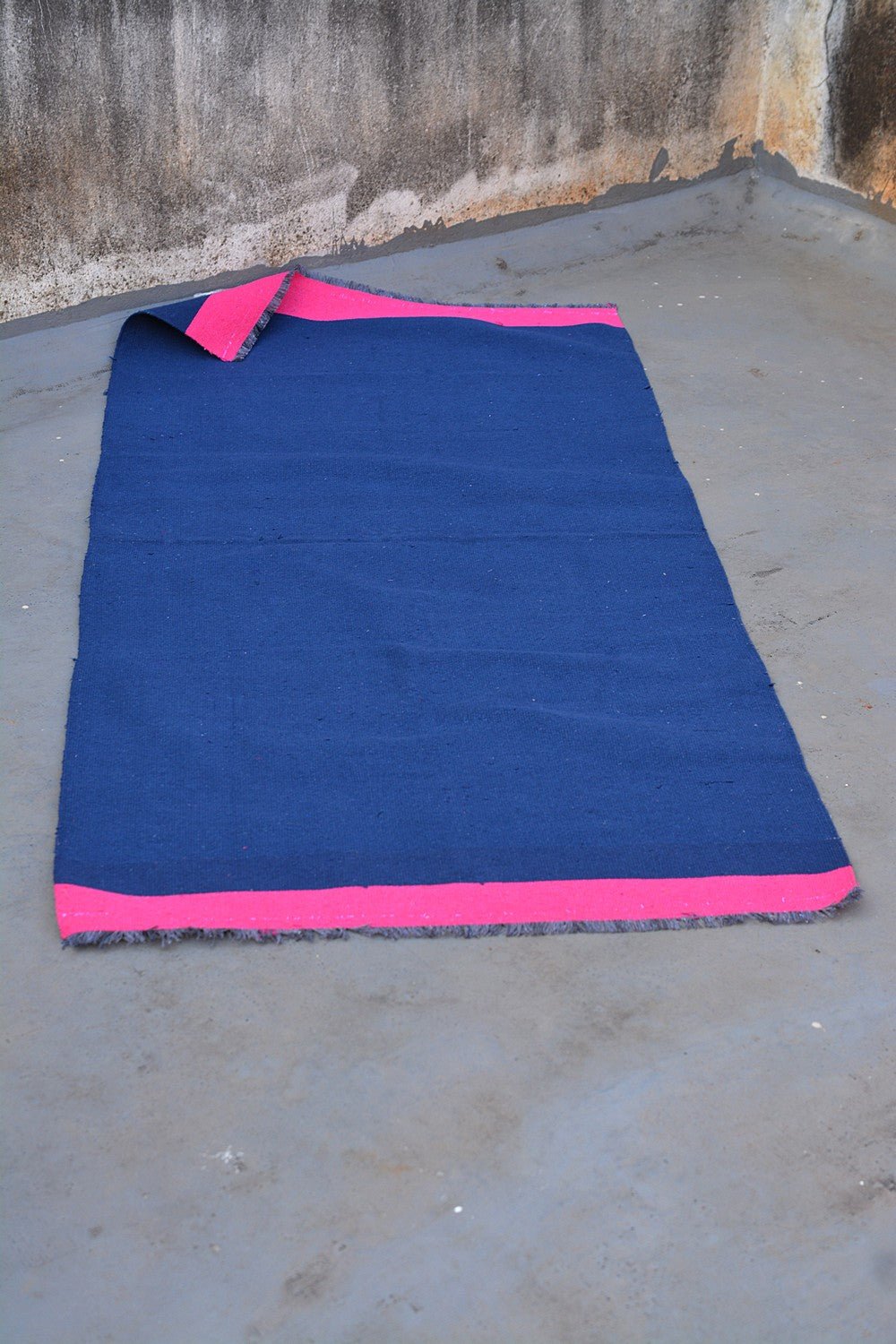 Handwoven Cotton Dhurrie - Symphony Blue. - metaphorracha