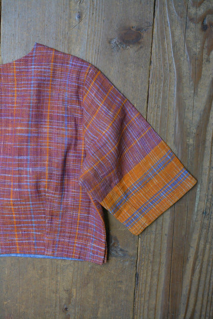 Size S | Alloy orange saree blouse | Fabric of freedom - metaphorracha